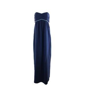 Sail to Sable Strapless Evening Gown 100% Silk Navy size 2 Prom Graduation Maxi